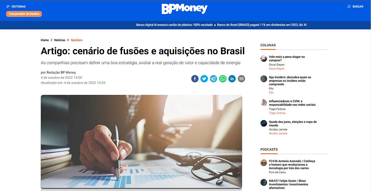 Artigo: cenrio de fuses e aquisies no Brasil